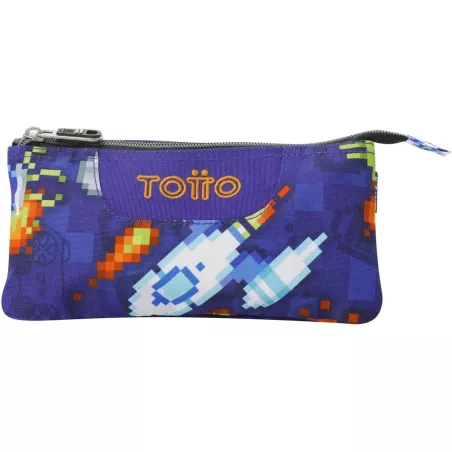 Estuche TOTTO 3 Compartimentos Space Blue 22x11x3.5 cm