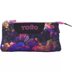 Estuche TOTTO 3 Compartimentos Flower Galaxy Resistente