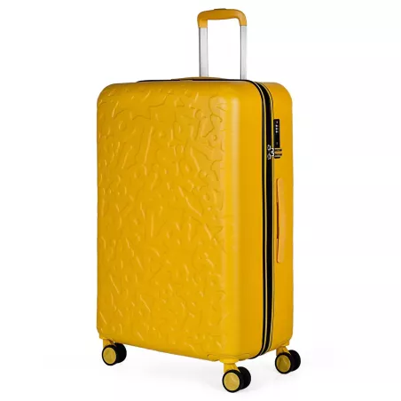Maleta GRANDE Mostaza 75x49x27 cm Rígida 4 RUEDAS dobles 360 Troquelada LOIS Zion