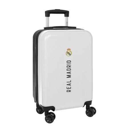 Maleta Real Madrid 1ª Equipación 24/25 - Trolley Cabina 20" Blanco/Gris - Ligera y Resistente