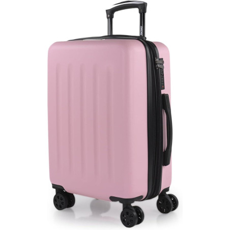 Maleta de Cabina SKPAT Rosa Pastel 55 Cm - Lisboa - Extensible - Cerradura TSA - ABS - Ruedas 360°