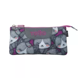 Estuche TOTTO 3 Compartimentos Kitten Rose 22x11x3.5 cm