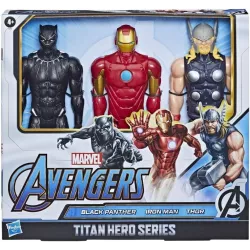 Pack 3 Figuras Marvel Titan Hero Series: Black Panther, Iron Man y Thor – 30 cm – Niños 4+