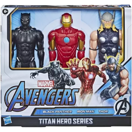 Pack 3 Figuras Marvel Titan Hero Series: Black Panther, Iron Man y Thor – 30 cm – Niños 4+