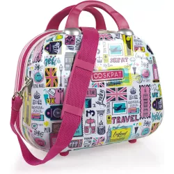 Neceser fucsia Skpat colección London de viaje rígido policarbonato con asa bandolera y adaptable a trolley