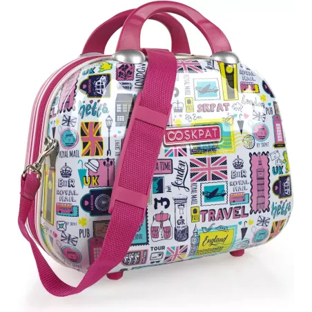 Neceser fucsia Skpat colección London de viaje rígido policarbonato con asa bandolera y adaptable a trolley