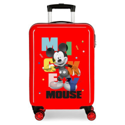 Maleta Cabina Mickey Mouse Party Rojo - ABS Rígido - 4 RUEDAS 360 - Candado - Equipaje Mano