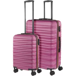 Set Maletas Jaslen Rosa Fucsia ABS Rígido, Candado, Ruedas 360°