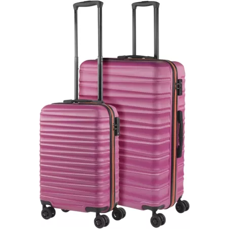 Set Maletas Jaslen Rosa Fucsia ABS Rígido, Candado, Ruedas 360°