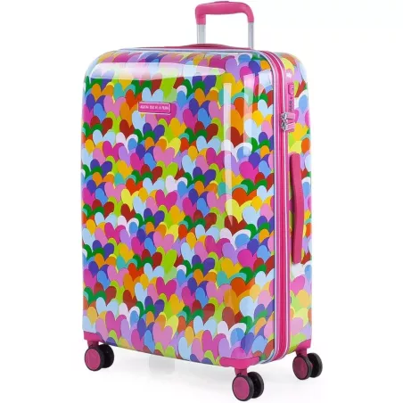 Maleta Mediana AGATHA RUIZ DE LA PRADA Corazones Rígida 4 Ruedas 360 Policarbonato Candado TSA