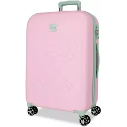 Maleta Mediana Rosa Stitch 69L Rígida ABS Ruedas 360° Cierre TSA Viaje