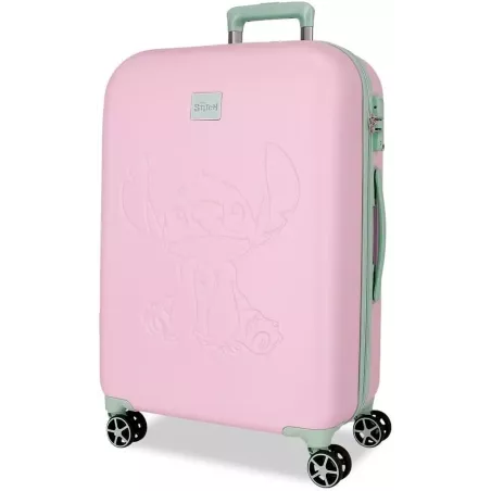 Maleta Mediana Rosa Stitch 69L Rígida ABS Ruedas 360° Cierre TSA Viaje