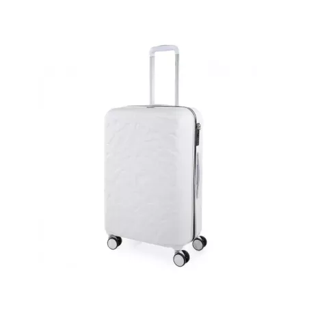 Maleta Mediana Lois Zion 65cm Blanca Rígida ABS, Candado TSA, Ruedas 360°