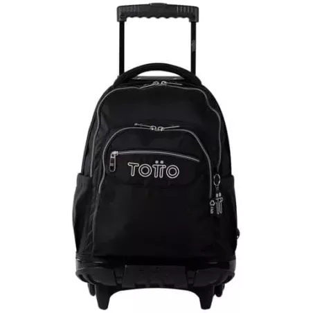 Mochila Ruedas Negra Totto Renglones 26L, Bolsillo PC 14", Resistente