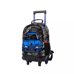 TOTTO Mochila Escolar con Ruedas Racing M, 14L, 2 Compartimentos, Bolsillos para Botellas, Gris