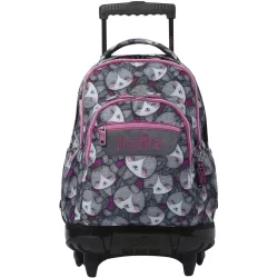 Mochila Escolar TOTTO Renglones 26L con Ruedas Estampado Kitten Rose 7704758345484