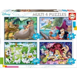 Puzzles Progresivos Disney Educa: Aladdin, Libro de la Selva, Alicia, Peter Pan