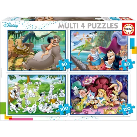 Puzzles Progresivos Disney Educa: Aladdin, Libro de la Selva, Alicia, Peter Pan
