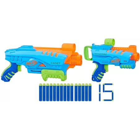 Nerf Elite Junior Kit Inicio: 2 Lanzadores + 15 Dardos, Desde 6 Años