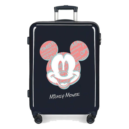 Maleta Mickey Mouse Azul Always Be Kind - ABS Rígido - 4 Ruedas 360 - Candado TSA - Mediana 64L