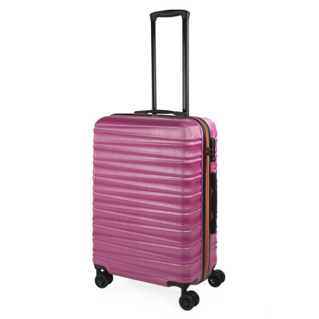 Maleta MEDIANA FUCSIA Jaslen Oporto: Rígida ABS Ultraligera - 4 Ruedas 360º - 63L - Candado TSA