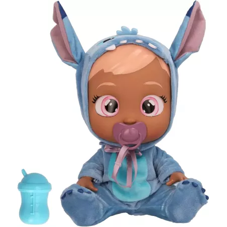 Muñeco Bebés Llorones Disney Stitch con Pijama Azul, Llora de Verdad 18+ Meses