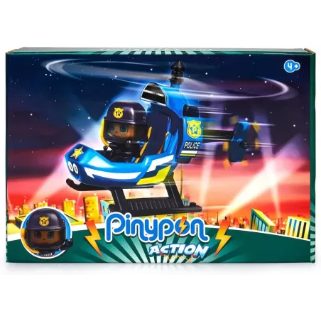 Pinypon Action Helicóptero Policía con Muñeco y Accesorios para Niños +4 Años