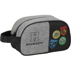 Neceser Escolar Harry Potter Mediano con Asa, Adaptable, Gris/Negro 26x12x15 cm