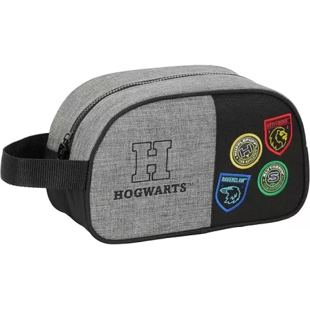 Neceser Escolar Harry Potter Mediano con Asa, Adaptable, Gris/Negro 26x12x15 cm