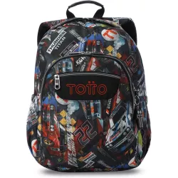 Mochila Adaptable a Carro Totto Acuareles Rally Red - Escolar Primaria