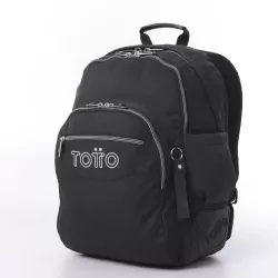 Mochila Escolar Totto Rayol Black - Doble Compartimento Refuerzos