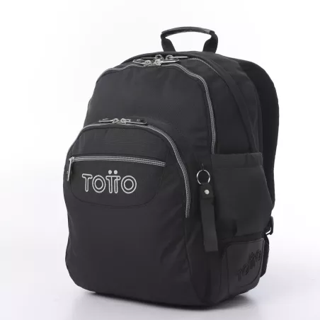 Mochila Escolar Totto Rayol Black - Doble Compartimento Refuerzos