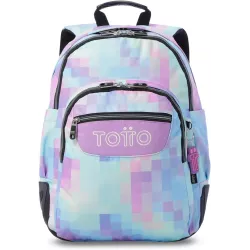 Mochila Escolar Totto Rayol Glitter Pixelly - Doble Compartimento Refuerzos Niña