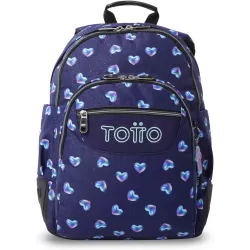 Mochila Escolar Totto Rayol Glitter Nacary - Doble Compartimento Refuerzos Niña