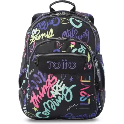 Mochila Escolar Totto Rayol Letry - Doble Compartimento Refuerzos Engomados