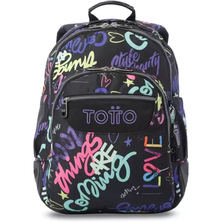 Mochila Escolar Totto Rayol Letry - Doble Compartimento Refuerzos Engomados