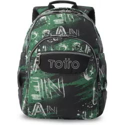 Mochila Escolar Totto Rayol Grounge - Doble Compartimento Refuerzos Engomados