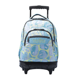 Mochila Escolar con Ruedas Totto Renglones Azul - Ergonómica, para PC 15.6", Material Reciclado