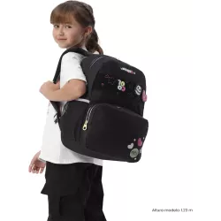 Mochila Escolar Totto Glowing Black Talla M - Juvenil Negro