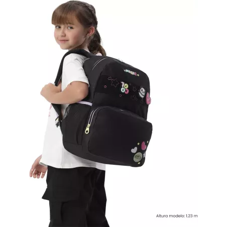 Mochila Escolar Totto Glowing Black Talla M - Juvenil Negro