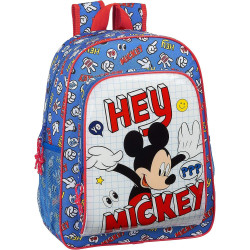 Mochila Escolar Mickey Mouse Safta 42 Cm - Bolsillos Portabotellas - Adaptable a Carro