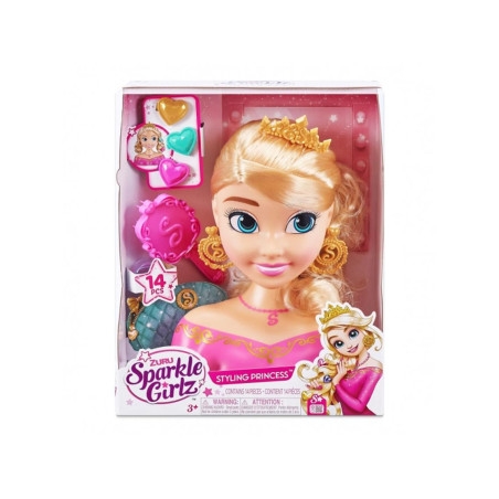 Busto Princesa Sparkle 23 cm Rosa con 14 Accesorios para Peinar - Zuru