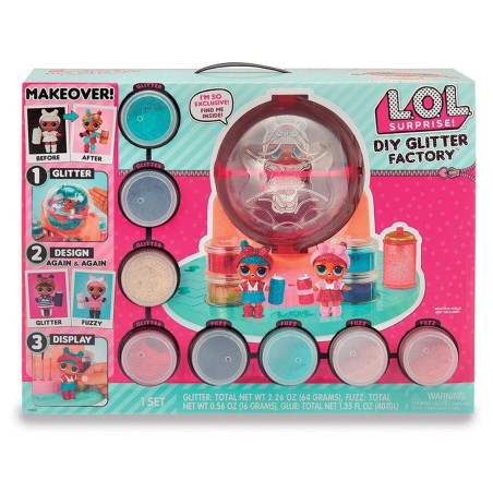 LOL Surprise Glitter Station - Muñeca exclusiva, purpurina y flocado de 4 colores - MGA Giochi Preziosi