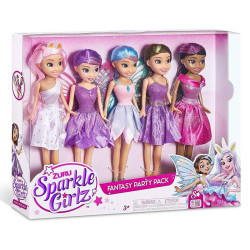 Muñecas PRINCESAS y HADAS 5 uds 25 cm Articuladas con Accesorios Sparkle Girlz Fantasy Pack