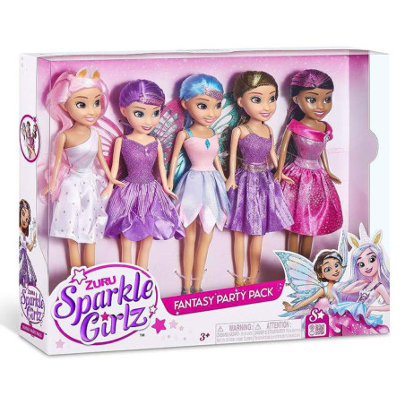 Muñecas PRINCESAS y HADAS 5 uds 25 cm Articuladas con Accesorios Sparkle Girlz Fantasy Pack