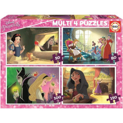 Puzzle Princesas Educa Multi - 4 Puzzles 50-150 piezas - Villanos Disney - Merchandising Oficial