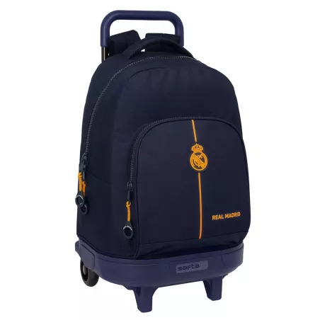 Mochila Grande con Ruedas Real Madrid 24/25 - Compacta, Versátil y Resistente - Azul Marino