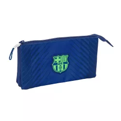 Estuche Triple FC Barcelona Navy Blue, Portatodo Infantil, Ideal para Niños, 22x3x12 cm