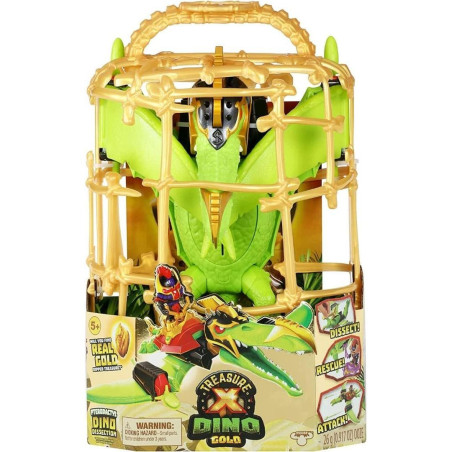 Treasure X Dino Gold - Playset Pterodáctilo con Cazador y Tesoro en Oro Real - Moose Toys