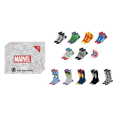 Calendario Adviento MARVEL 2023 12 días Calcetines Talla 40-46 DISNEY Cerdá Group